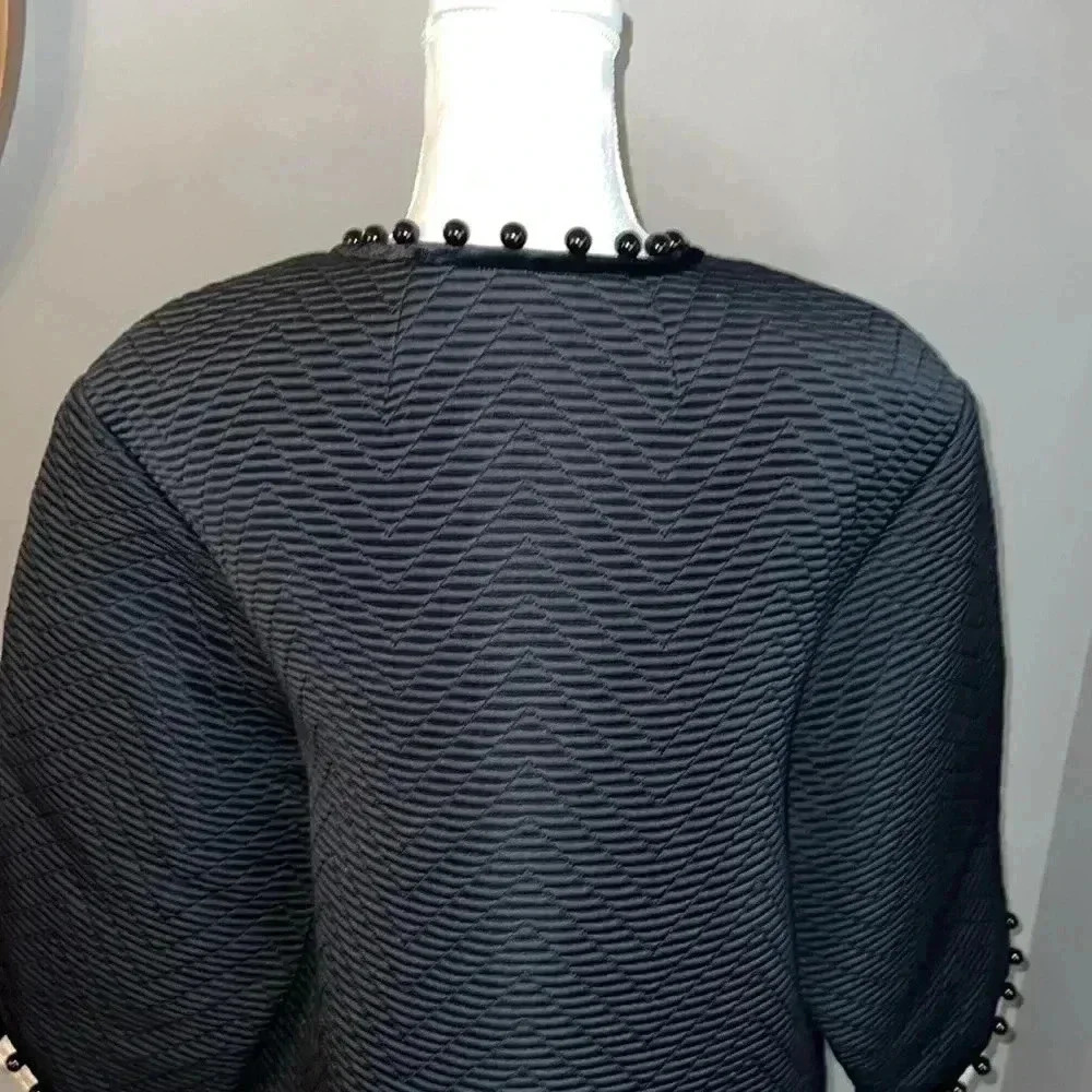 Tory Burch Beaded chevron-jacquard coat Size 10 - Picture 7 of 11